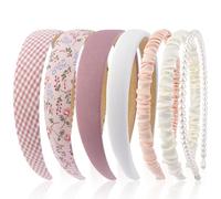 Lot de 7 bandeaux roses pour filles - Accessoires de cheveux mignons avec boule de marteau - Serre-tête antidérapant pour femme - Kawaii - Multi-style (rose)