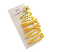 Lot de 7 barrettes à cheveux en forme de fleur jaune pour femme et fille - Décoration élégante dorée