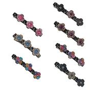 Lot de 7 barrettes à cheveux tressées à double couche avec strass scintillants - Pinces à cheveux élégantes pour femmes et filles