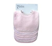 Lot de 7 bavoirs double épaisseur pour bébé en coton doux et absorbant (white) (pink-waterproof)