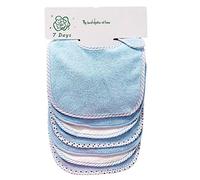 Lot de 7 bavoirs doux double couche 100% coton absorbant (blue)