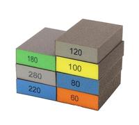 Lot de 7 blocs d'éponges de ponçage pour meubles en bois, métal, placoplâtre, lavables, réutilisables, avec 7 grains 60/80/100/120/180/220/280