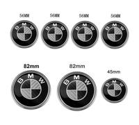 Lot de 7 BMW Carbone Logo Noir et Blanc Emblème Centre de Roue Enjoliveur de Roue 82mm + 74mm