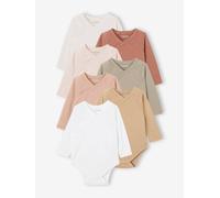 Lot de 7 bodies en coton Bio manches longues ouverture naissance BASICS multicolore 3M(60CM)