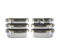 Pika - Lot de 7 boites alimentaires en inox - 3x 820ml + 2x 1200ml + 2x 260ml - Hermétique - Compatible au micro-ondes, four, congélateur - Batch cooking.