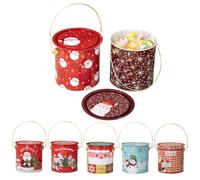 Lot de 7 boîtes de Noël en étain avec poignée et couvercle | Boîte à bonbons de Noël pour nourriture, boulangerie, fête, collation, dessert, chocolat, événement, biscuits, friandises