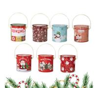 Lot de 7 boîtes de Noël en étain avec poignée et couvercle | Boîte à bonbons de Noël pour nourriture, boulangerie, fête, collation, dessert, chocolat, événement, biscuits, friandises