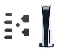 Lot de 7 bouchons anti-poussière en silicone pour PS5 Pro/Slim, interface USB HDMI, prise anti-poussière pour console PlayStation 5 (noir)