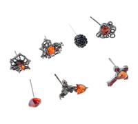 Lot de 7 boucles d'oreilles d'inspiration gothique, style sombre complexe pour une expression créative et un look élégant en forme de croix et de cœur
