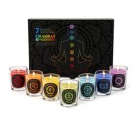 Lot de 7 bougies parfumées Chakra - 7 bougies de méditation dans une boîte cadeau - Bougies parfumées pour yoga, conscience et détente - Cadeau spirituel - Multicolore