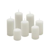 Lot de 7 bougies piliers en cire véritable - Blanc crème - 7 hauteurs différentes - Bougie pour Noël, hiver, l'Avent