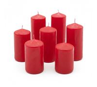 Lot de 7 bougies piliers en cire véritable - Rouge - 7 hauteurs différentes - Bougie pour Noël, hiver, l'Avent