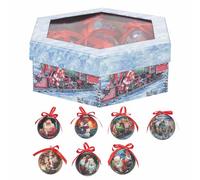 Lot de 7 Boules de Noël avec nœud en polystyrène expansé Ø7,5 cm Santa's House