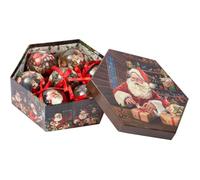 Lot De 7 Boules De Noël Vintage Dans Une Boîte Cadeau Atelier Du Père Noël 3 Motifs Assortis 7,5 Cm Boules De Noël De Luxe