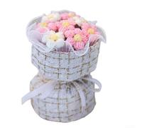 Lot de 7 bouquets de fleurs bouffantes tricotées à la main pour femme avec texture douce et esthétique élégante (B)