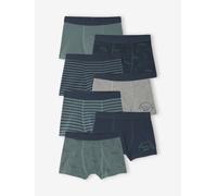 VERTBAUDET Lot de 7 Boxers Garçon Rayés et Imprimés Ours Vert 2A