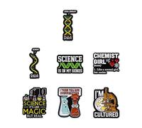 Lot de 7 broches de structure chimique amusante série de biologie chimique épinglette pour chemise décoration de vêtements
