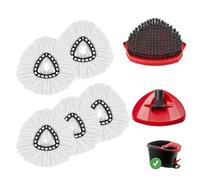 Lot de 7 brosses à récurer réutilisables compatibles avec le balai triangulaire O-Cedar EasyWring, 5 têtes de serpillère de rechange, une brosse à récurer et une base pour un nettoyage en profondeur