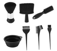 Lot de 7 brosses de coiffure et pinceaux de coloration - Brosse de coiffure, brosse à cou, pinceau à cheveux, pinceau de teinture, récipient de peinture - Accessoire de barbier pour salon de coiffure