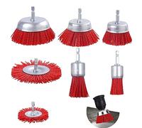 Lot de 7 brosses en nylon avec tige 1/4 en nylon - Brosse à disque à filament - 7 tailles - Embout de ponçage pour perceuse - Parfait pour enlever la rouille / la corrosion / la peinture