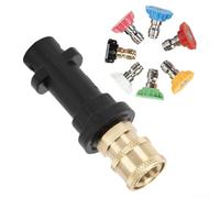 Lot de 7 buses d'adaptateur de buse de nettoyeur haute pression à connexion rapide de 6,35 mm compatibles avec KARCHER K2 K3 K4 K5 K6 pour nettoyage haute puissance K7