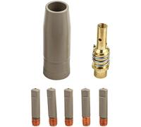 Lot de 7 buses de protection sans air pour revêtement de soudage - 1,0 mm - Anti-adhésives - Avec boîtier en aluminium et clip d'électrode en cuivre - Pour pistolet 15AK