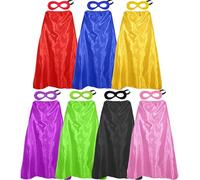 Lot de 7 capes et masques de super-héros pour adultes, hommes et femmes, costume de super héros d'Halloween, Multicolore, 110cm*70cm