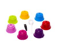 Lot de 7 capsules de café rechargeables et réutilisables pour filtre Nescafé Dolce Gusto, tasses colorées avec cuillère et brosse, convient(sept couleurs)