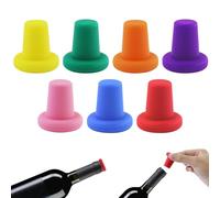 Lot de 7 capsules en silicone réutilisables - 7 couleurs - Pour vin de diamètre 1,8 cm à 2,2 cm - Diamètre intérieur de l'embouchure de la bouteille - Bouchon à champagne
