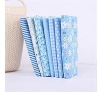 Lot de 7 carrés de tissu en coton bleu pour loisirs créatifs, patchwork, couture, scrapbooking, matelassage, motif floral à pois - 25 x 25 cm