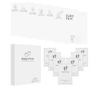 Lot de 7 cartes de premier âge pour bébé - Avec kit d'empreintes de main et de pied - Pour bébé - Avec kit d'empreintes de main et de pied - Nettoyage au toucher propre (7 sacs d'essuyage + 7 papiers)