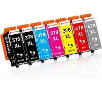 Lot De 7 Cartouches D'Encre 378Xl 478Xl Compatibles Avec Epson 378 478 Xl 378Xl 478Xl Pour Expression Photo Hd Xp-15000 Xp15000 Imprimante (2 Noir, Cyan, Magenta, Jaune, Rouge, Gri[ENC944825]