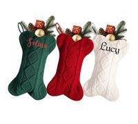 Lot de 7 chaussettes de Noël amusantes en forme d'os avec nom personnalisé - 41,9 cm - Pour décoration de cheminée
