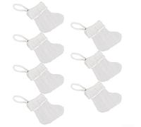 Lot de 7 chaussettes de Noël décoratives conçues pour être accrochées aux arbres de Noël ou aux portes, chaussettes en tissu parfaites pour les fêtes et les fêtes (blanc)
