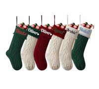 Lot de 7 chaussettes de Noël tricotées avec nom personnalisé brodé pour décoration de cheminée