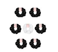 Lot de 7 chouchous en satin for cheveux épais et bouclés, attaches for queue cheval, mignons sans danger Doux pour les cheveux contre la casse(Black)