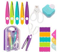 Lot de 7 ciseaux 3 en 1 pour travaux manuels Perforatrice à papier Ciseaux décoratifs avec boîte rangement 5 types ciseaux à bords zigzag pour projets bricolage cartes photos cartes et scrapbooking