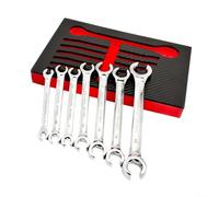 Lot de 7 clés à écrou évasé métriques à double extrémité 6-21 mm avec acier au chrome vanadium pour conduites de carburant, de frein et de climatisation, conçues pour raccords de ligne et fixations