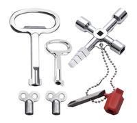 Lot de 7 clés de radiateur, clés de compteur, clés de valve de radiateur, clé de radiateur universelle, clé principale, clé multifonction