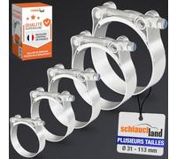 LOT DE 7 | COLLIER SERRAGE Ø 57-65mm INOX A2 W4 Boulon T Extra Robuste | GRAND CHOIX TAILLES | 1.4301 304 Serre Tuyau Tube 100% Acier Inox Voiture Moteur Turbo Eau Salee Radiateur Racing Type