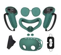 Lot de 7 coques de protection en silicone pour Meta avec manettes - Coque souple antidérapante - Noir, blanc, vert, violet, rose, gris (encre verte)