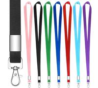 Lot De 7 Cordons Tour De Cou Pour Le Bureau Pour Accrocher Un Badge, Une Carte D'identité Ou Des Clés Rouge, Bleu, Noir, Bleu Ciel, Rose, Violet, Vert, Noir