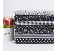 Lot de 7 coupons de tissu en coton pour couture, patchwork, loisirs créatifs et décoration d'intérieur - 50 x 50 cm - Noir