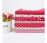 Lot de 7 coupons de tissu en coton pour couture, patchwork, loisirs créatifs et décoration d'intérieur - 50 x 50 cm - Rouge