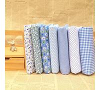 Lot de 7 coupons de tissu Gemini_mall en coton à motif (25 cm x 25 cm) pour patchwork, couture, DIY, scrapbooking, couette bleu clair