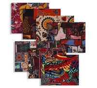 Lot de 7 coupons tissu indiens carrés, 50 x 40 cm, tissu vintage en coton et lin pour matelassage, couture, patchwork, vêtements, loisirs créatifs