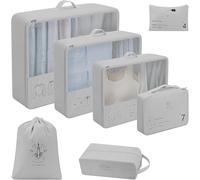 Lot De 7 Cubes De Rangement Pour Val , Cubes De Compression Comme Organ Ur De Sac À Dos, Sacs De Voyage, Accessoires De Camping Et Équipement De Randonnée, Gris