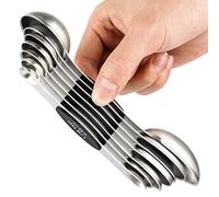 Lot de 7 cuillères à mesurer magnétiques en acier inoxydable double face pour mesurer les ingrédients secs et liquides