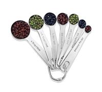 Lot de 7 cuillères doseuses en acier inoxydable NUZAMAS 304 18/8 tasses à mesurer petite cuillère avec doseurs pour mesurer les ingrédients secs et liquides