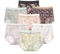 Lot De 7 Culottes Fleuries pour Femmes Frais, Culotte Dentelle Taille Haute Doux, Doux pour La Peau Et Respirant Culotte Coton Femme,Taille Unique (40-62,5KG Approprié)
